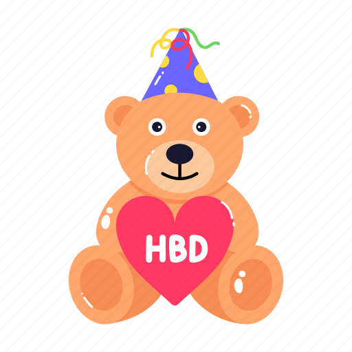 Birthday bear, birthday teddy, teddy bear, soft toy, stuffed toy icon - Download on Iconfinder