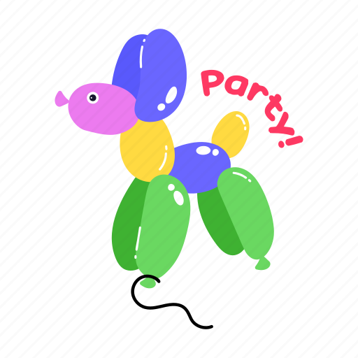 Balloon dog, balloon animal, decorative balloons, party balloons, colourful balloons icon - Download on Iconfinder