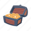 coins chest, treasure chest, treasure box, chest box, gold coins 