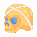 gold skull, skull, cranium, skullcap, skeleton head