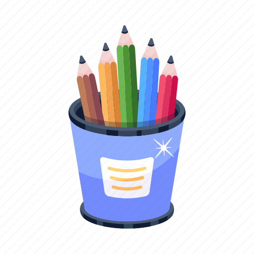 Color pencils, pencil holder, pencil pot, stationery pot, stationery holder icon - Download on Iconfinder