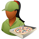 dark, female, pizzadeliveryman