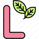 alphabet, letter, character, uppercase, l, leaf