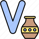 alphabet, letter, character, uppercase, v, vase