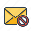 block, cancel, email, forbidden, spam 