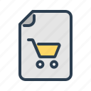 cart, document, sales, shopping list