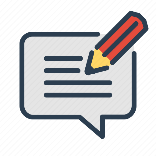 Blog comment, commenting, feedback, message bubble, pencil icon - Download on Iconfinder
