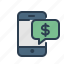 dollar, message bubble, mobile, payment 
