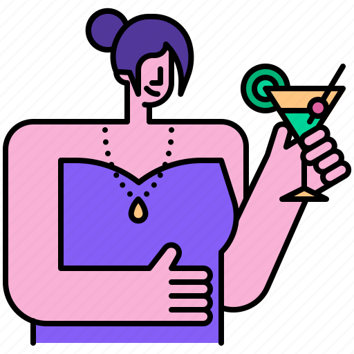 Cocktails, wink, drinking, alcohol, cocktail, bar, woman icon - Download on Iconfinder
