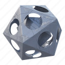 icosahedron, geometric shape, 3d shape, math, object, abstract, element 