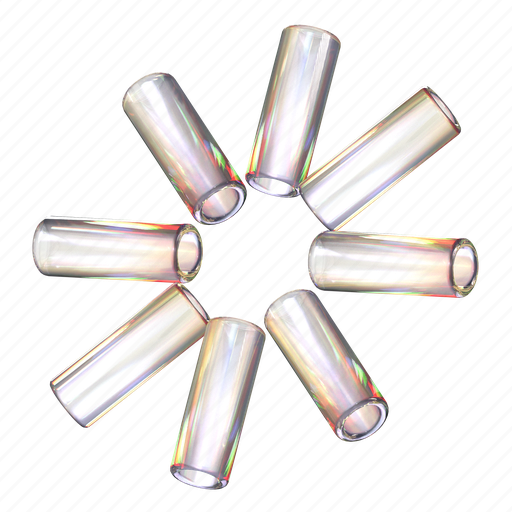 Cylinder glass, flower, petal, abstract, 3d object, glass, shape 3D illustration - Download on Iconfinder