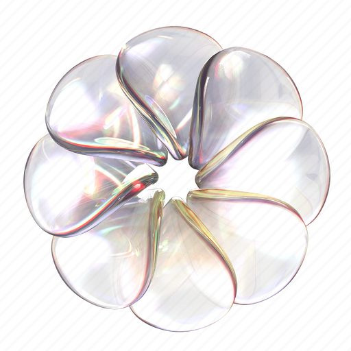 Flower glass, flower, petal, abstract, 3d object, glass, shape 3D illustration - Download on Iconfinder