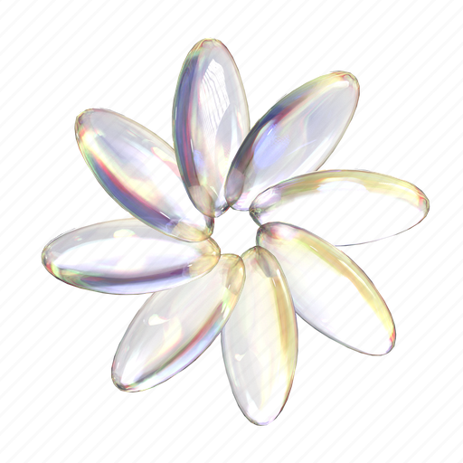 Flower glass, flower, petal, abstract, 3d object, glass, shape 3D illustration - Download on Iconfinder