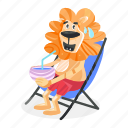 lion drinking, lion enjoying, drinking juice, lion character, animal character 