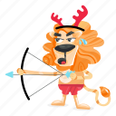 lion bow, archery game, lion character, animal, character panthera leo 