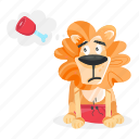 hungry lion, hungry animal, lion dream, animal thinking, animal character