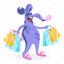 mouse shopping, shopping bags, happy rat, rat character, rat shopping 
