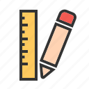 draw, equipment, measure, pencil, ruler, scale, tool