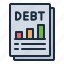debt, bank, document, file, finance, business, accounting 