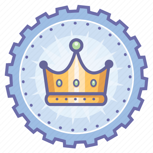 Achievement, award, badge, crown, gear, king, wreath icon - Download on Iconfinder
