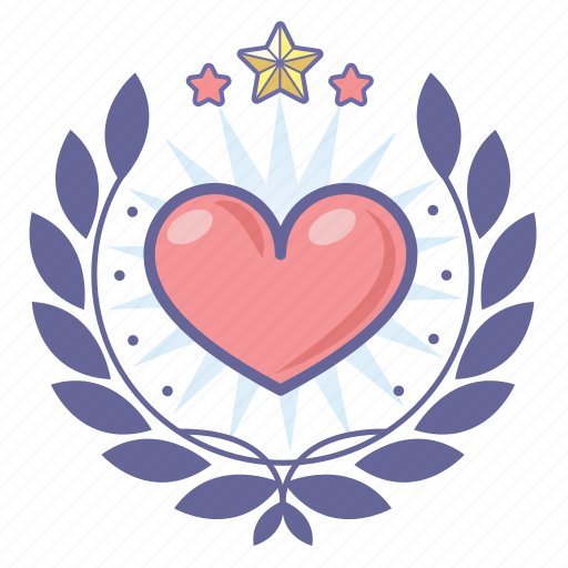 Achievement, award, badge, heart, love, wreath icon - Download on Iconfinder