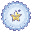 achievement, award, badge, favorite, gear, rating, star