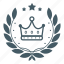 achievement, award, badge, crown, king, royal, wreath 