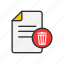 document, erase, erase file, trash can 