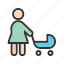 baby, carriage, family, happy, mother, pram, stroller 