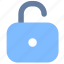 open, lock, button, password, protection, security, colored 