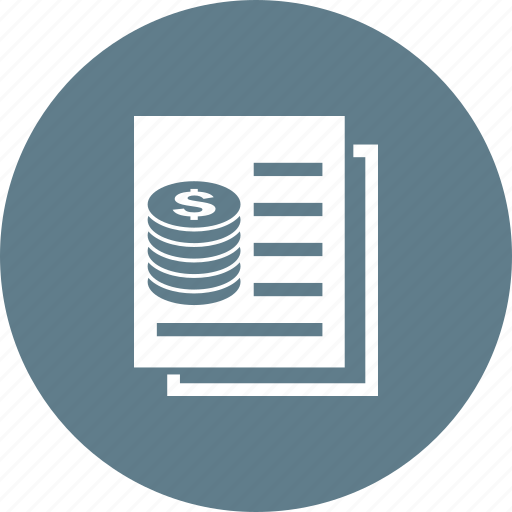 Download Cash, coins, currency, document, invoice, receipt, record icon