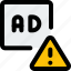 ads, warning, business, advertising 