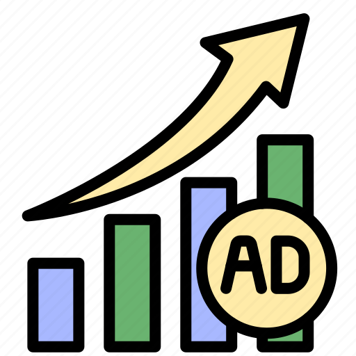 Advertising, ads, advertisement, graph, stats, arrow, growth icon - Download on Iconfinder