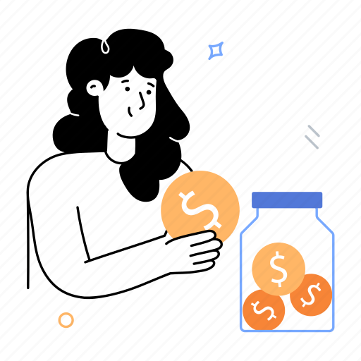 Saving money, money jar, savings, dollar currency, money illustration - Download on Iconfinder