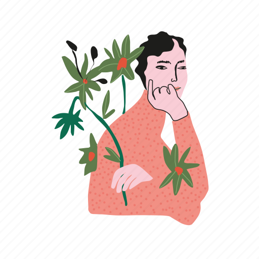Girl, portrait, woman, female, floral, blooming, character illustration - Download on Iconfinder