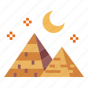 desert, landscape, moon, pyramid