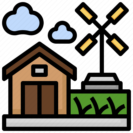 Country, farming, gardening, hills, house, rural, windmill icon - Download on Iconfinder