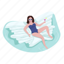 air mattress, inflatable, woman, drink, margarita 