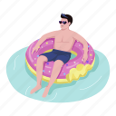 air mattress, inflatable, floating, donut, man
