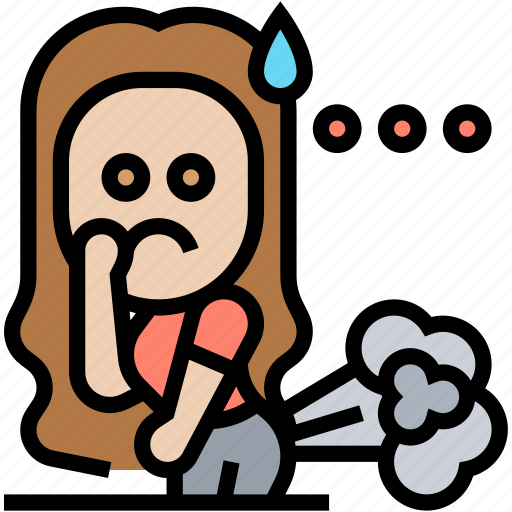 Fart, gastric, smelly, woman, shy icon - Download on Iconfinder