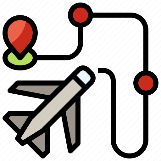 Aeroplane, airplane, flight, location, maps, route, transportation icon - Download on Iconfinder