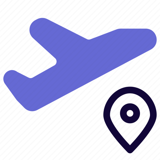 Airplane, destination, reached, location, marker, map, route icon - Download on Iconfinder