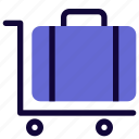 trolley, wheels, baggage, cart, airport, luggage