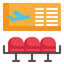 waiting, room, area, seat, lounge, airport icon