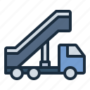 truck, transportation, airport, airplane, terminal, travel, stair truck