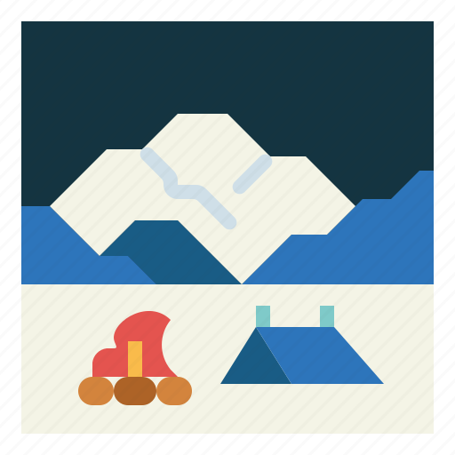 Campfire, camping, ice, mountain, tent, winter icon - Download on Iconfinder