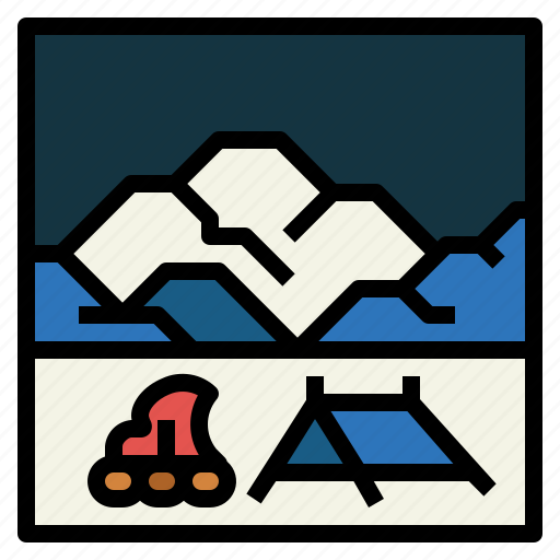 Campfire, camping, ice, mountain, tent, winter icon - Download on Iconfinder
