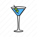 glass, martini, alcohol, drink, magnifier