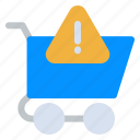 shopping, cart, alert, warning