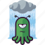 alien, expression, emoji, rain 